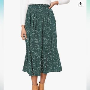 Ruffle midi pleated polka dot skirt